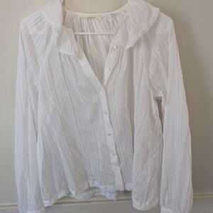 Doen White Textured Button-Down Blouse